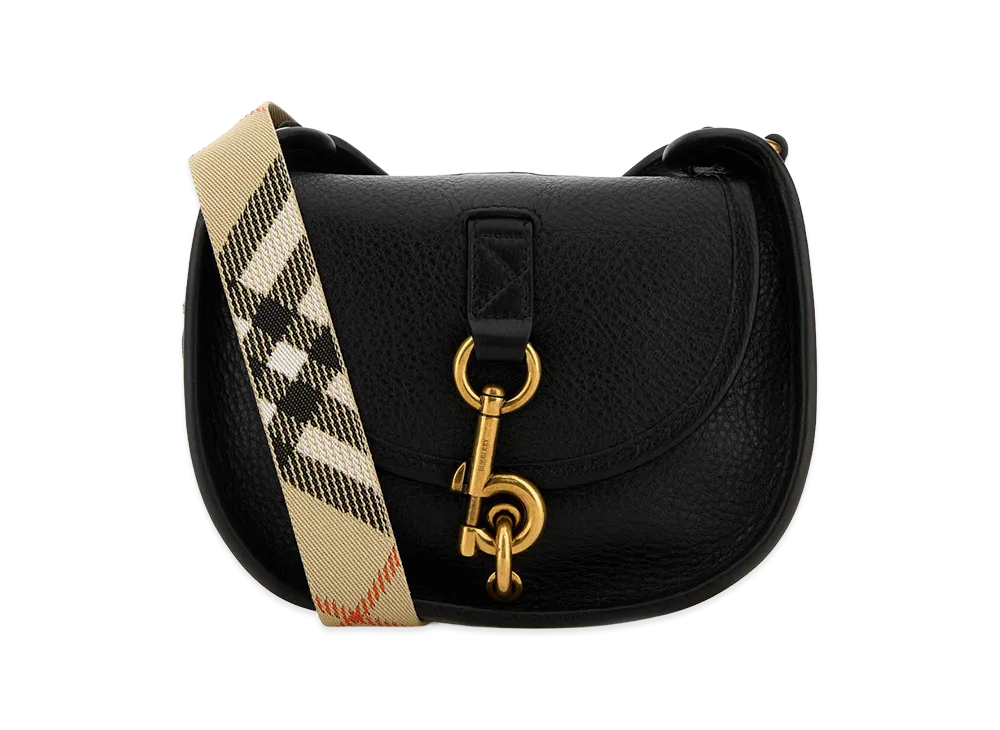 Burberry Women's Leather Mini Messenger B Clip Crossbody Bag "Black"