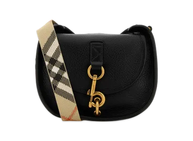 Burberry Women's Leather Mini Messenger B Clip Crossbody Bag "Black"