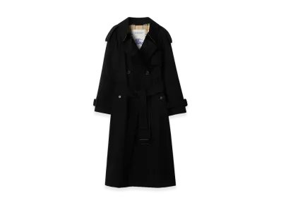 Burberry Women's Long Gabardine Fitzrovia Trench Coat "Black"