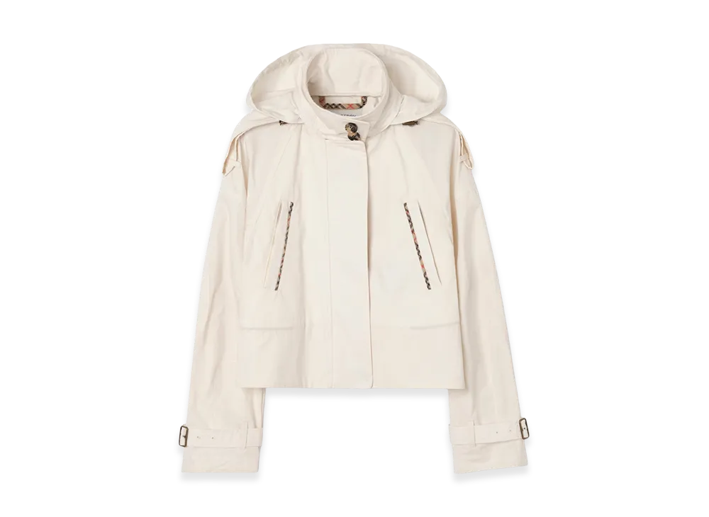 Burberry Women's Cropped Lightweight Cotton Ladymoor Jacket "Seashell White"