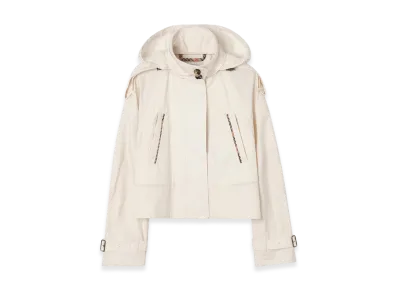 Burberry Women's Cropped Lightweight Cotton Ladymoor Jacket "Seashell White"