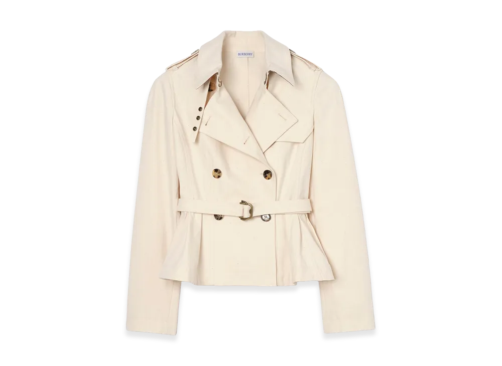 Burberry Women's Cotton Isabella Trench Jacket "Linen Beige"
