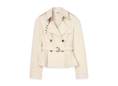 Burberry Women's Cotton Isabella Trench Jacket "Linen Beige"