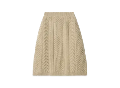 Burberry Women's EKD Aran Knit Wool Skirt "Beige Melange"