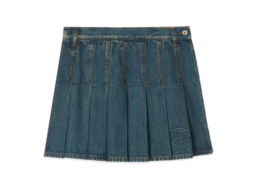 Burberry Women's Pleated Denim Mini Skirt "Mid Blue"