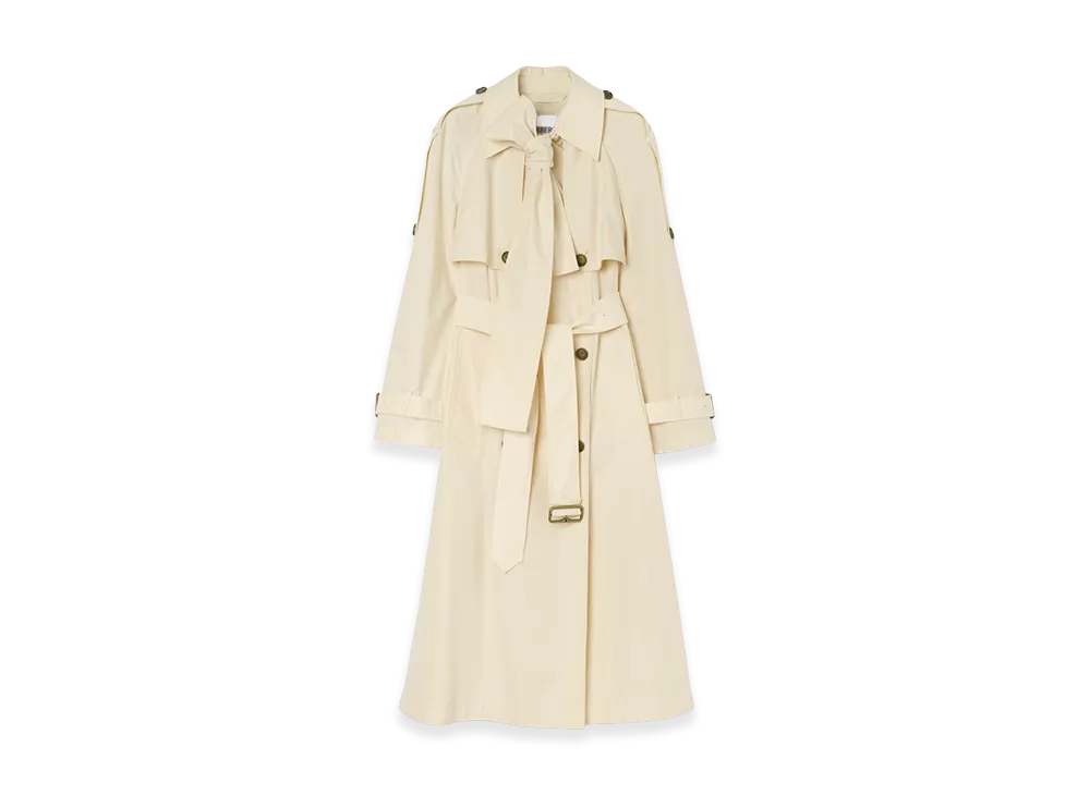 Burberry Women's Long Canvas Trerose Trench Coat "Tundra Beige"