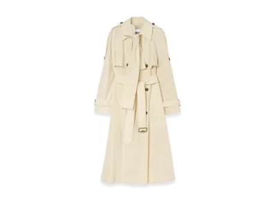 Burberry Women's Long Canvas Trerose Trench Coat "Tundra Beige"