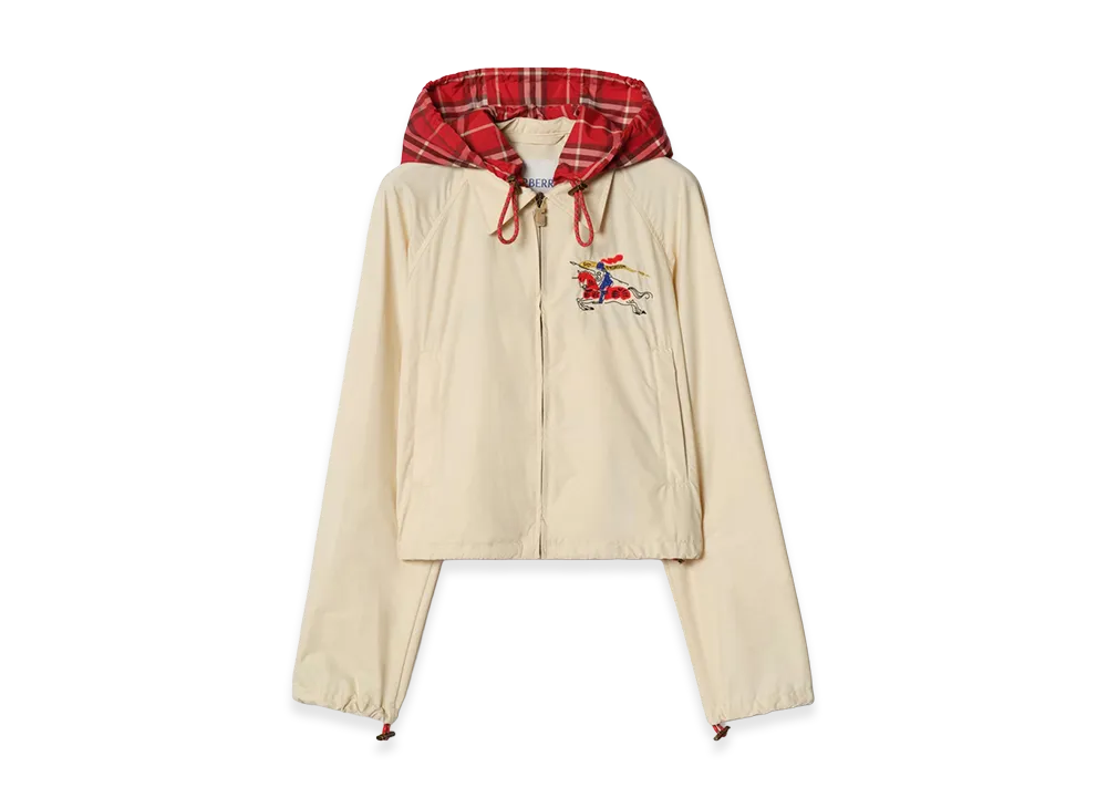 Burberry Women's Cropped Newcott Hooded Jacket "Tundra Beige"