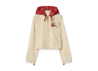 Burberry Women's Cropped Newcott Hooded Jacket "Tundra Beige"