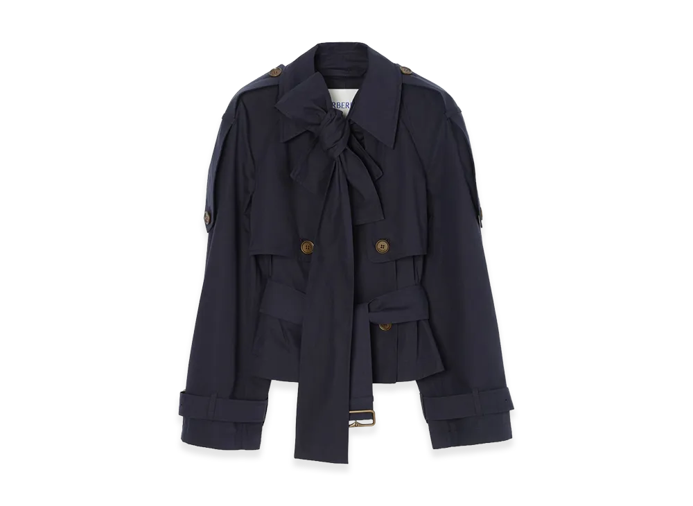 Burberry Women's Short Canvas Trerose Trench Coat "Silhouette Blue"