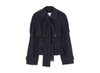 Burberry Women's Short Canvas Trerose Trench Coat "Silhouette Blue"