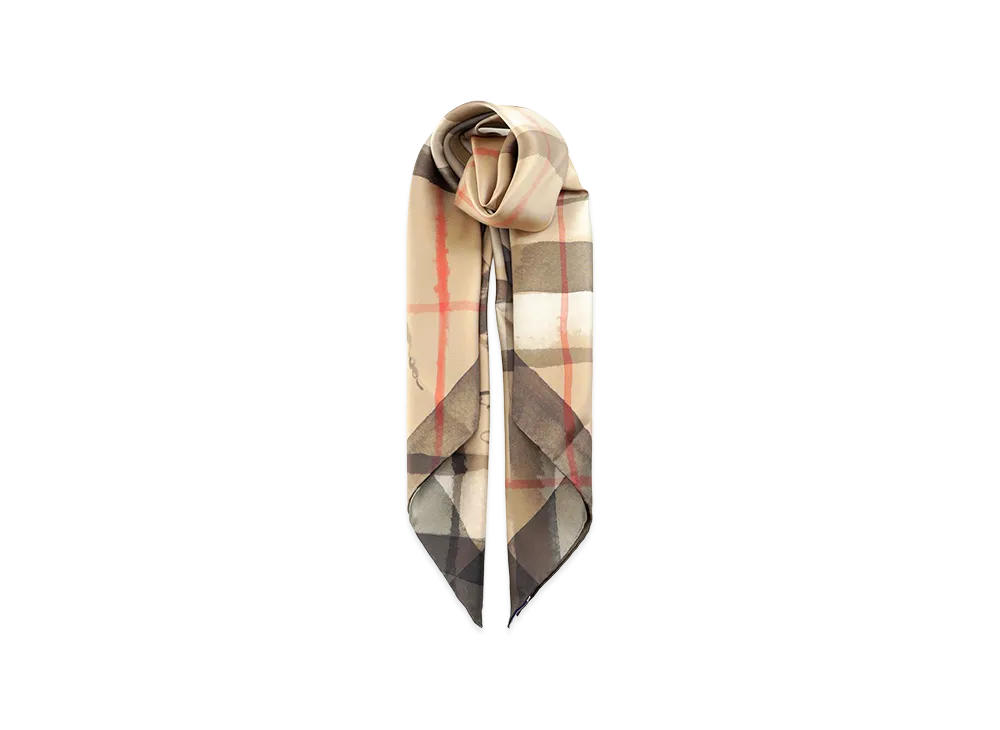 Burberry Check Silk Scarf With A Watercolor Effect "Printed"