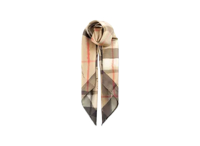 Burberry Check Silk Scarf With A Watercolor Effect "Printed"