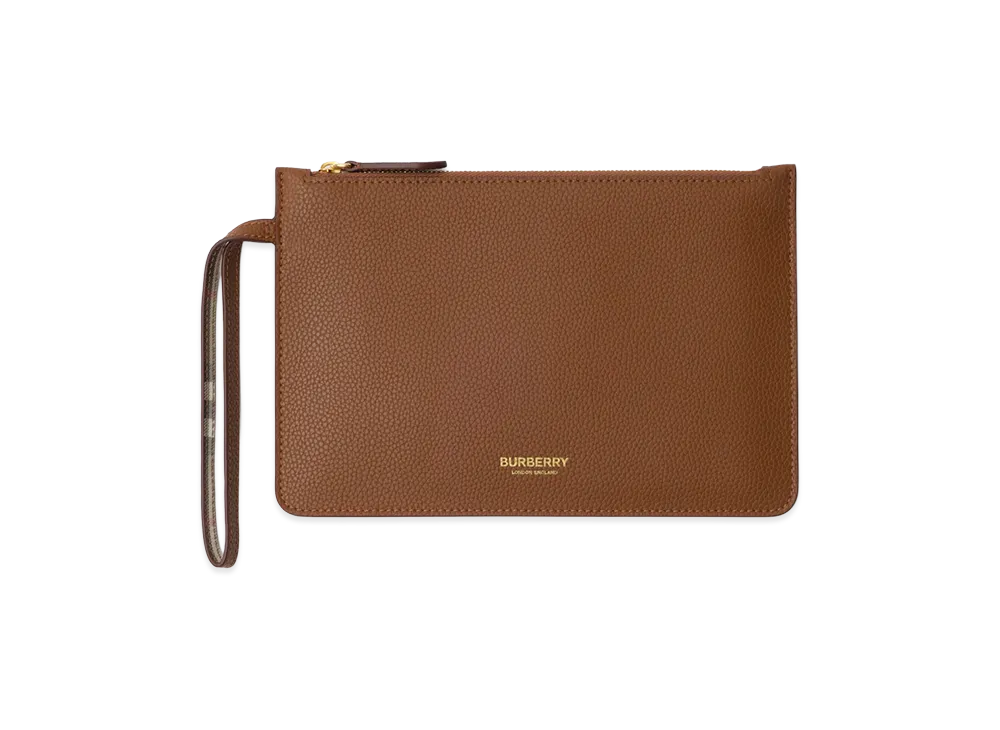 Burberry Women's Leather Zip Pouch "Tawny Brown"
