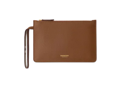 Burberry Women's Leather Zip Pouch "Tawny Brown"