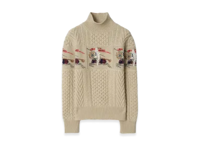 Burberry Women's EKD Aran Knit Wool Sweater "Beige Melange"
