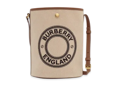 Burberry Women's Logo Graphic Canvas Bucket Bag "Dark Wheat"