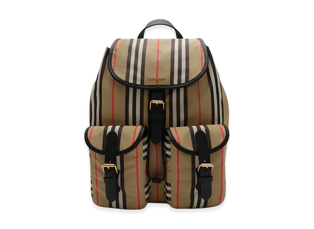 Burberry Women's Icon Stripe Nylon Backpack "Archive Beige"