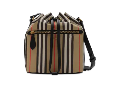 Burberry Women's Icon Stripe Nylon Drawstring Pouch "Archive Beige"