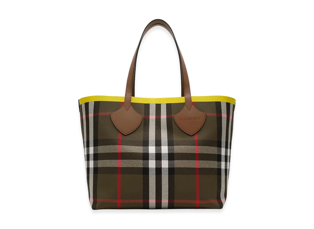 Burberry Women's Large Check Tote "Rock Green"