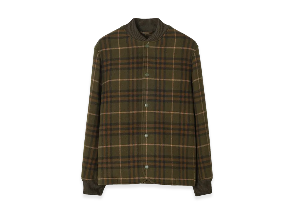 Burberry Check Wool Cashmere Bomber Jacket "Bramble Green"