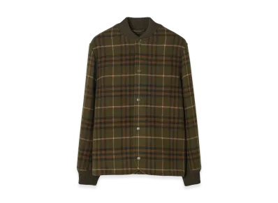 Burberry Check Wool Cashmere Bomber Jacket "Bramble Green"
