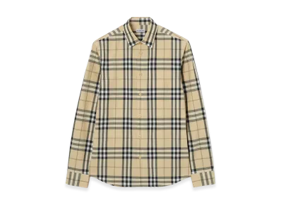 Burberry Slim Fit Check Cotton Shirt "Grain Beige"