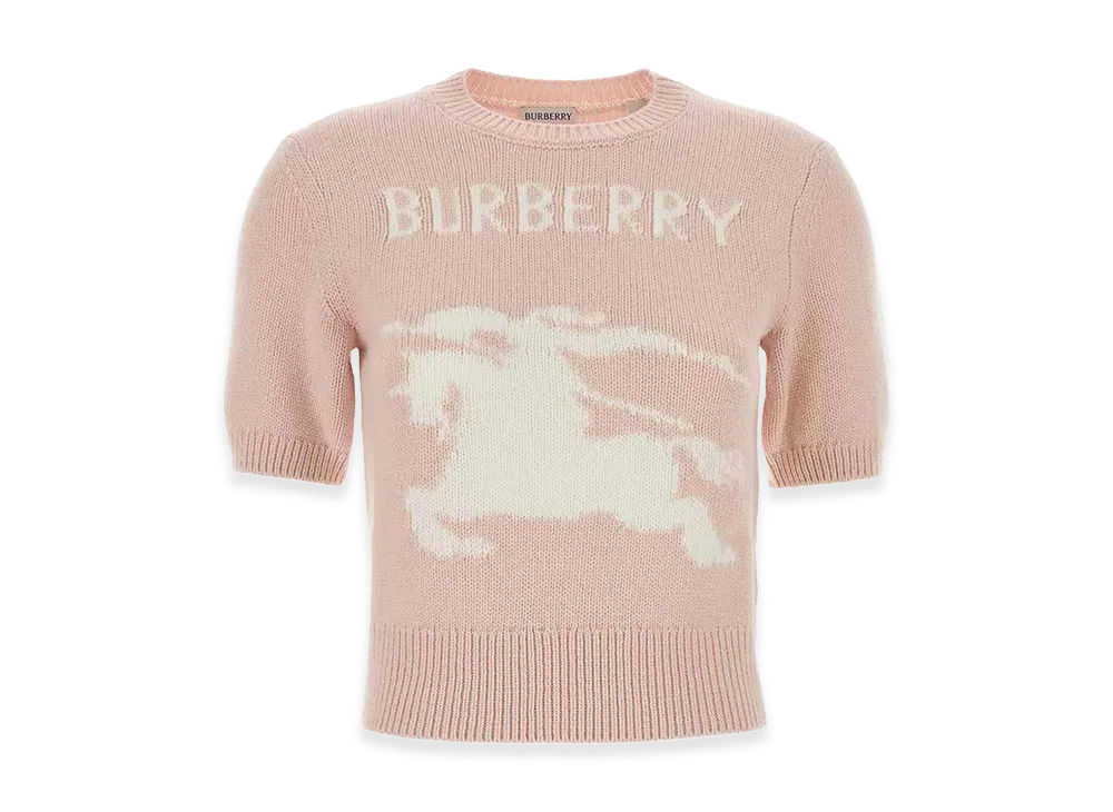 Burberry Women's Skylar Ekd Short Sleeve Sweater "Pink"