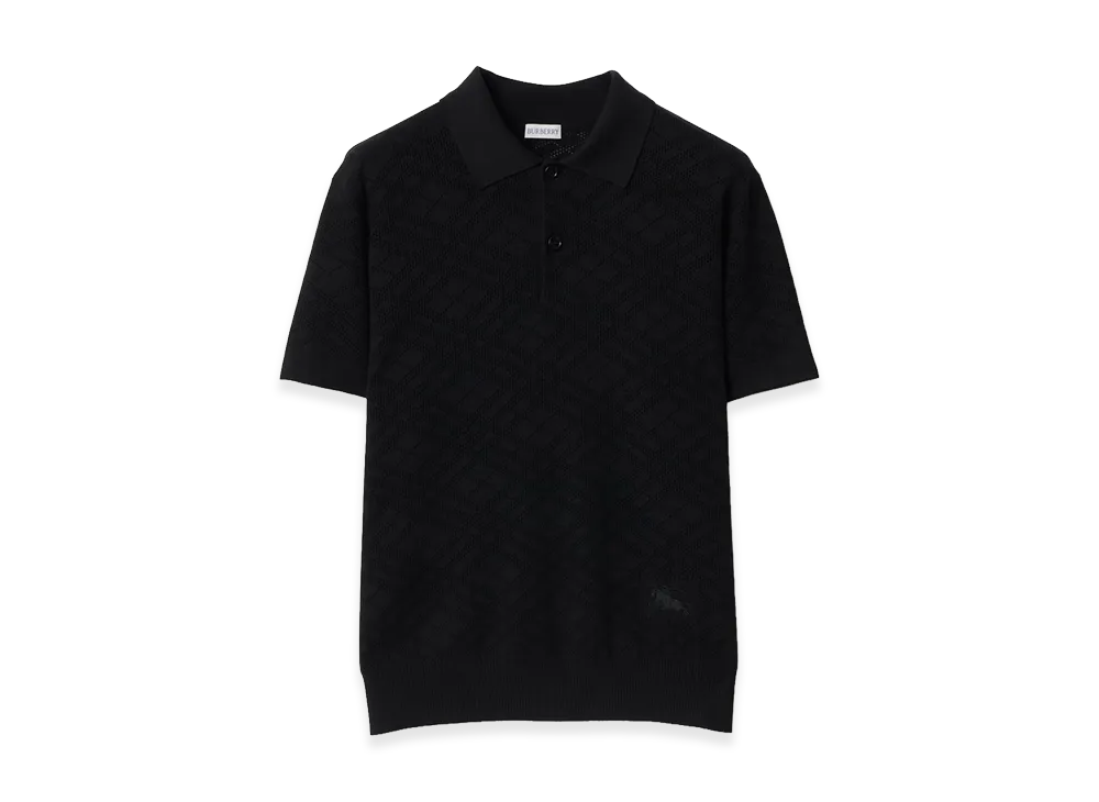 Burberry Check Wool Polo Shirt "Black"
