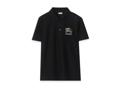 Burberry EKD Sketch Cotton Polo Shirt "Black"