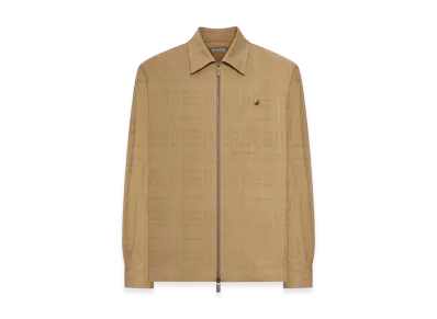 Burberry Check Cotton Zip-Up Shirt "Beige"