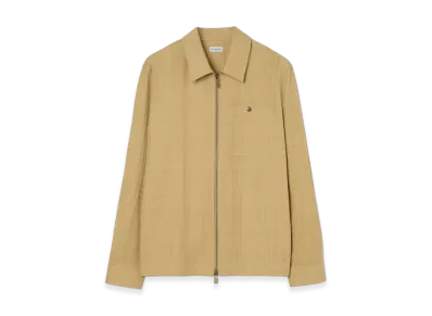 Burberry Check Cotton Zip Overshirt "Sandstorm Beige"