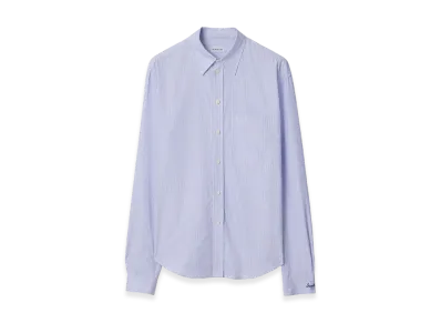 Burberry Regular Fit Striped Cotton Poplin Shirt "Rain White/Brilliant Blue"
