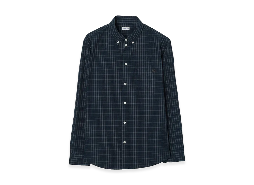 Burberry Check Cotton Shirt "Flint Blue/Chalk White"