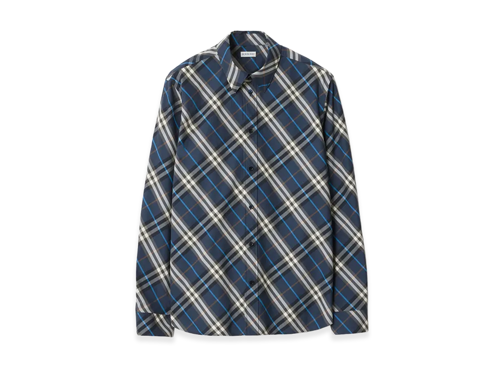 Burberry Relaxed Fit Check Cotton Shirt "Pilot Blue"