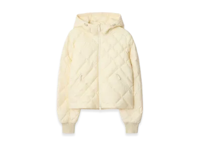 Burberry Women's Check Stitch Nylon Derry Down Jacket "Ceramic White"
