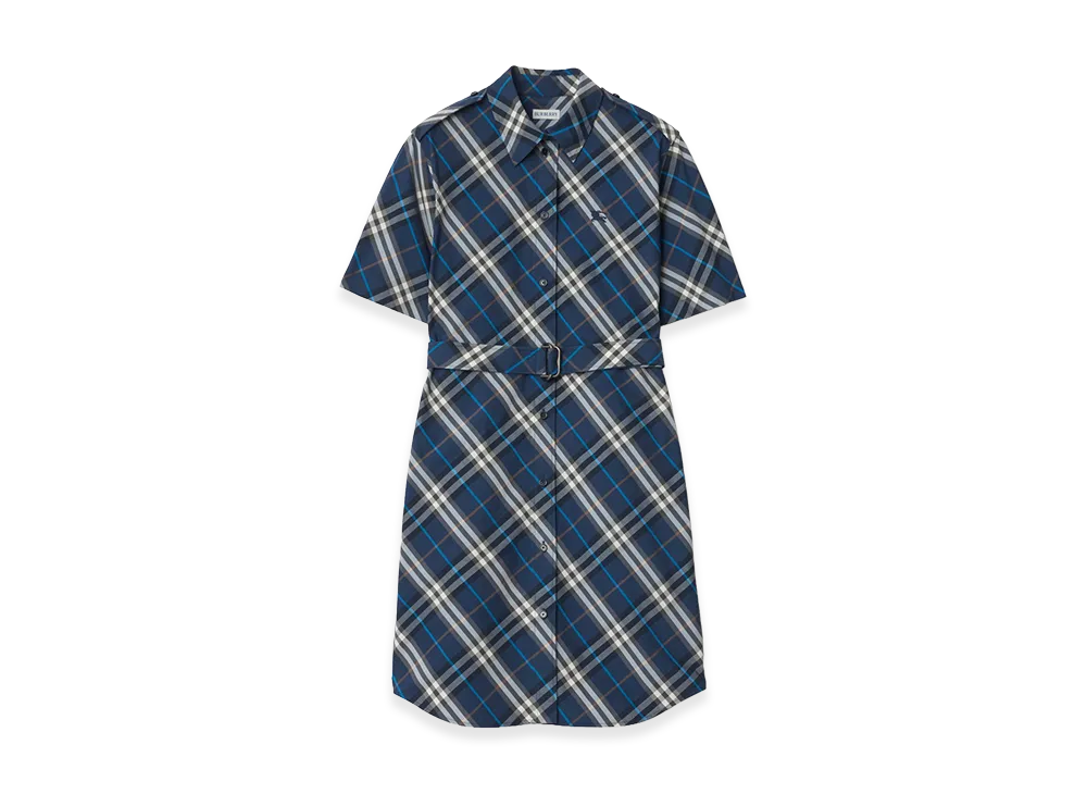 Burberry Women's Check Cotton Shirt Dress "Pilot Blue"