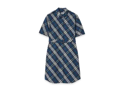 Burberry Women's Check Cotton Shirt Dress "Pilot Blue"