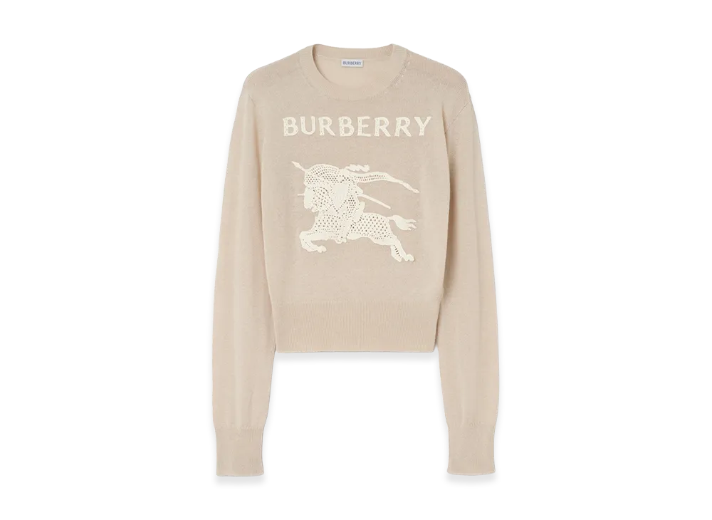 Burberry Women's EKD Cotton Wool Sweater "Easel Beige"