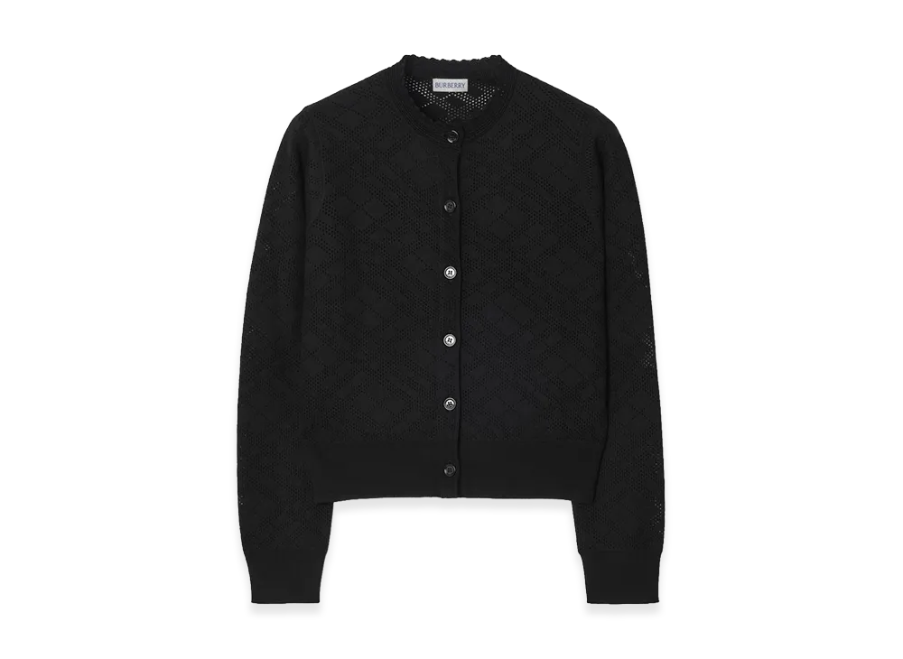 Burberry Women's Check Wool Silk Cardigan "Black"