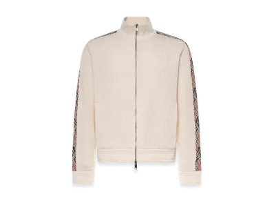 Burberry Cotton Jacket With Check Trim "White"