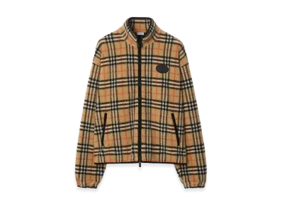 Burberry Check Wool Cashmere Blend Fleece "Sand Beige"