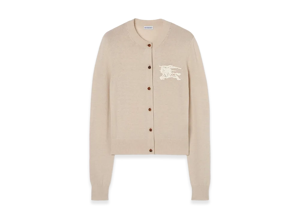 Burberry Women's EKD Cotton Wool Cardigan "Easel Beige"