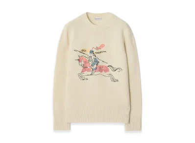 Burberry Women's Cross Stitch EKD Wool Cashmere Sweater "Tundra Beige"