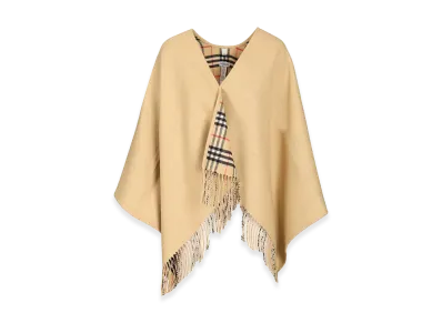 Burberry Wool Reversibile Cape "Checked/Beige"