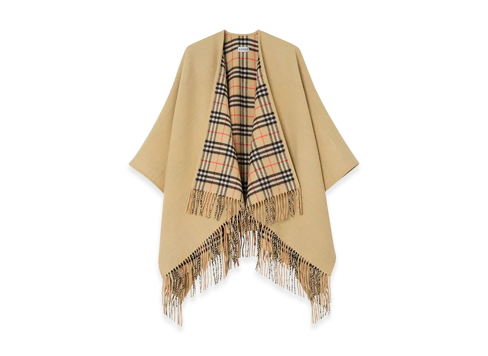 Burberry Women's Reversible Check Wool Cape "Nude/Neutrals"