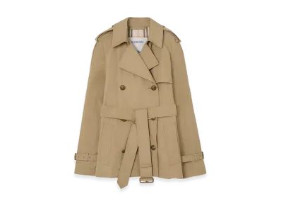 Burberry Women's Short Lightweight Cotton Belgravia Trench Coat "Sparrow Beige"