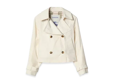 Burberry Women's Cropped Lightweight Ladybrook Trench Jacket "Seashell White"