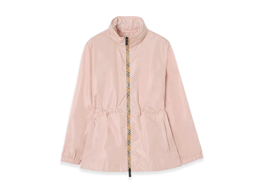 Burberry Women's Short Checker Tape Nylon Parka "Bouquet Pink"