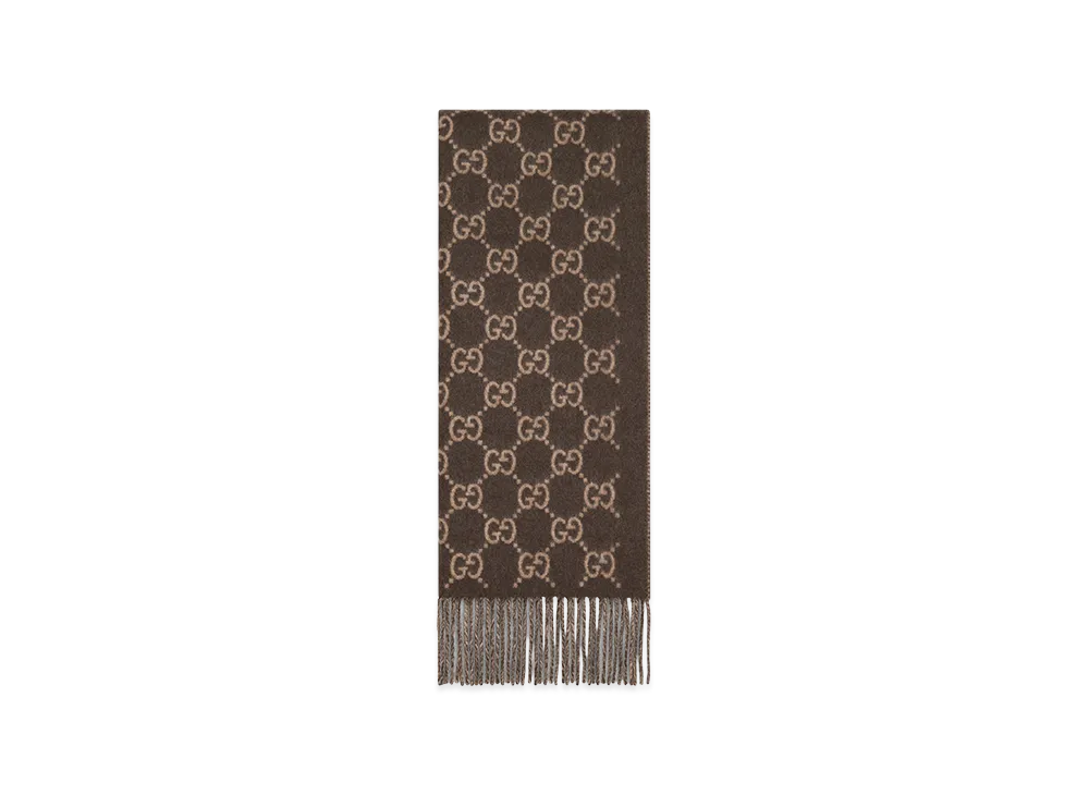 GUCCI Embroidered Cashmere Scarf "Printed"